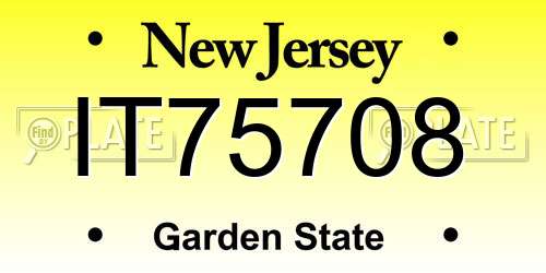 IT75708 New Jersey License Plate