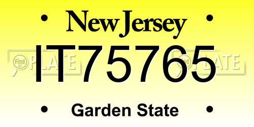IT75765 New Jersey License Plate