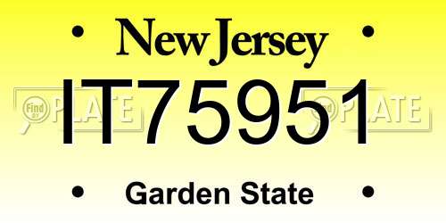 IT75951 New Jersey License Plate