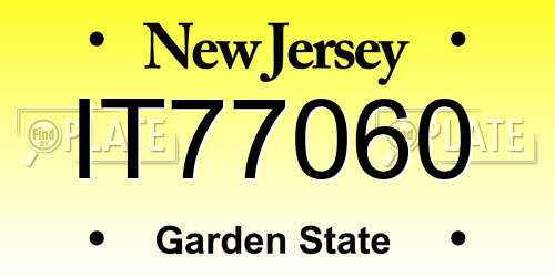 IT77060 New Jersey License Plate
