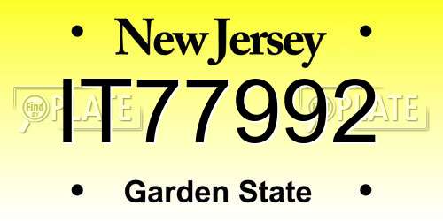 IT77992 New Jersey License Plate