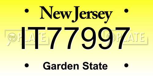 IT77997 New Jersey License Plate
