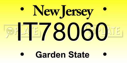 IT78060 New Jersey License Plate