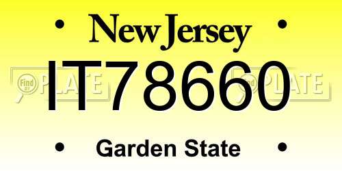 IT78660 New Jersey License Plate