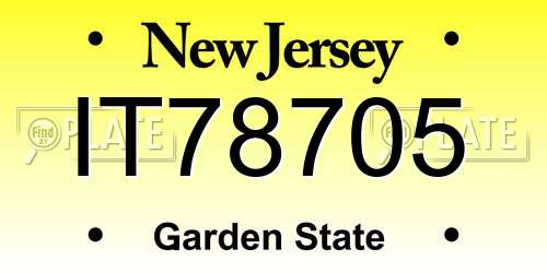 IT78705 New Jersey License Plate