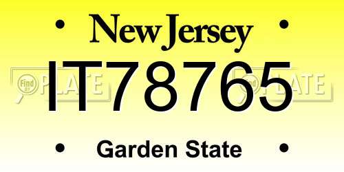 IT78765 New Jersey License Plate