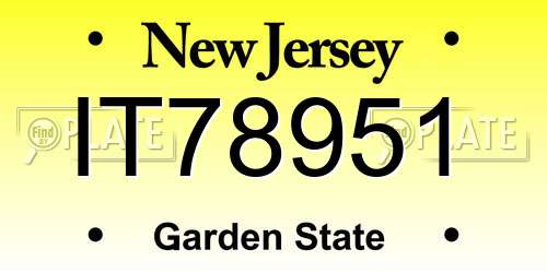 IT78951 New Jersey License Plate