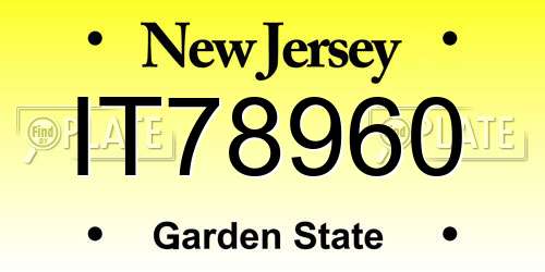 IT78960 New Jersey License Plate