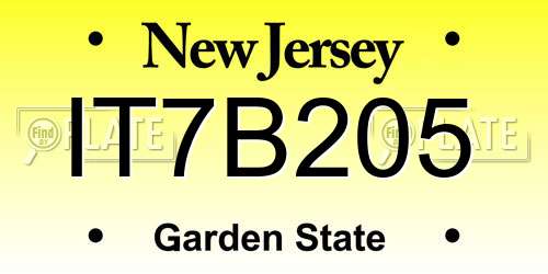 IT7B205 New Jersey License Plate