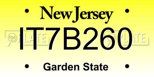 IT7B260 New Jersey License Plate