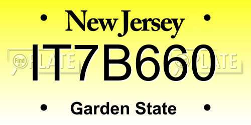 IT7B660 New Jersey License Plate