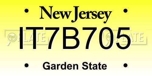 IT7B705 New Jersey License Plate
