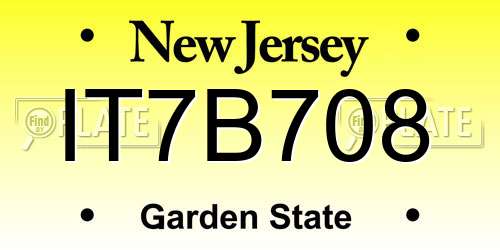 IT7B708 New Jersey License Plate