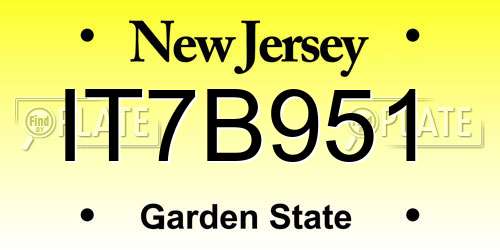 IT7B951 New Jersey License Plate