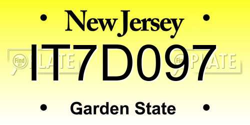 IT7D097 New Jersey License Plate