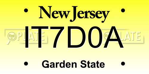 IT7D0A New Jersey License Plate