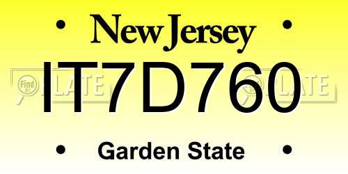 IT7D760 New Jersey License Plate