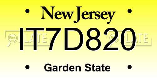 IT7D820 New Jersey License Plate