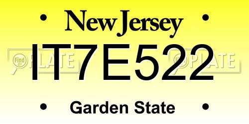 IT7E522 New Jersey License Plate