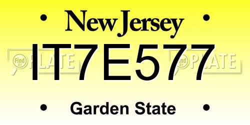 IT7E577 New Jersey License Plate