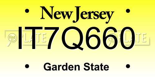 IT7Q660 New Jersey License Plate