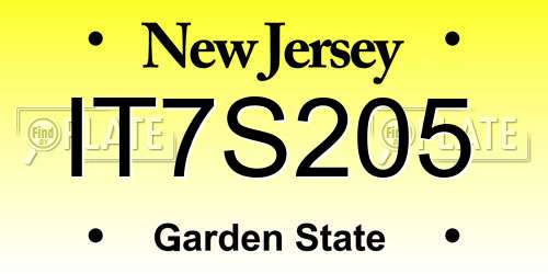 IT7S205 New Jersey License Plate