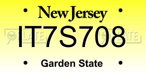IT7S708 New Jersey License Plate
