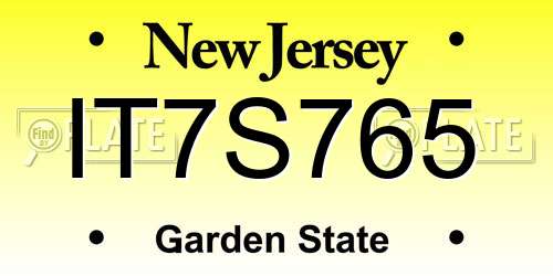 IT7S765 New Jersey License Plate