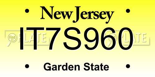 IT7S960 New Jersey License Plate