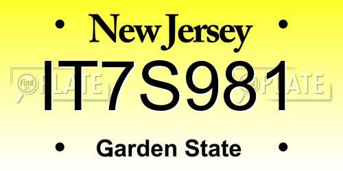 IT7S981 New Jersey License Plate