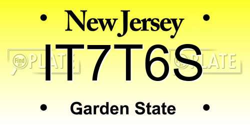 IT7T6S New Jersey License Plate