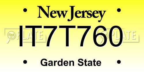 IT7T760 New Jersey License Plate
