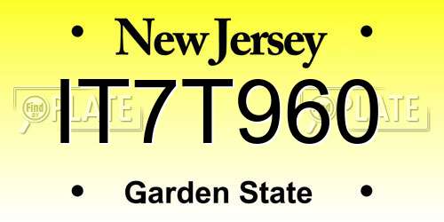 IT7T960 New Jersey License Plate