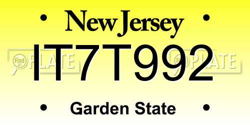 IT7T992 New Jersey License Plate