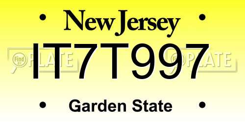 IT7T997 New Jersey License Plate