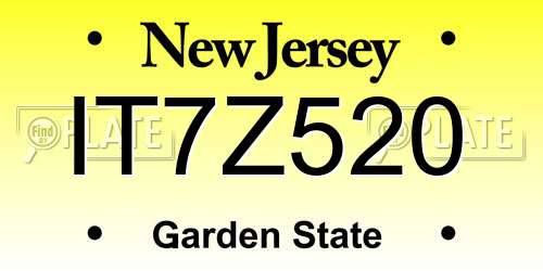 IT7Z520 New Jersey License Plate