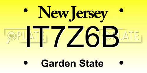 IT7Z6B New Jersey License Plate