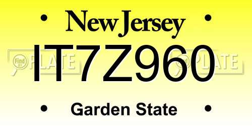 IT7Z960 New Jersey License Plate