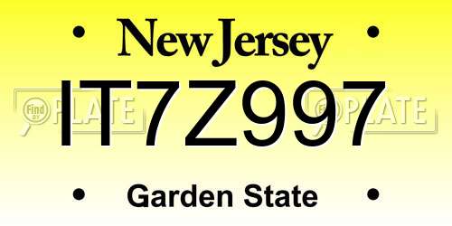 IT7Z997 New Jersey License Plate
