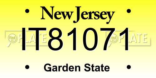 IT81071 New Jersey License Plate