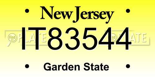 IT83544 New Jersey License Plate