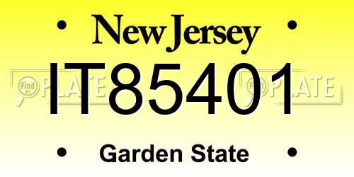 IT85401 New Jersey License Plate