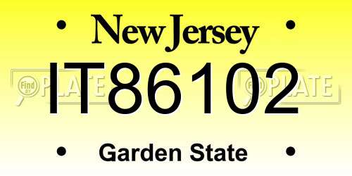 IT86102 New Jersey License Plate