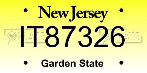 IT87326 New Jersey License Plate