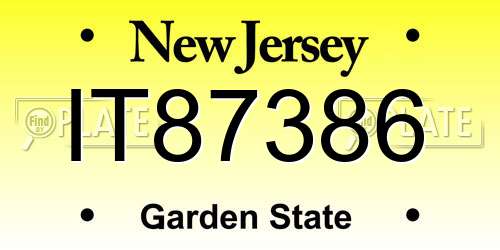 IT87386 New Jersey License Plate