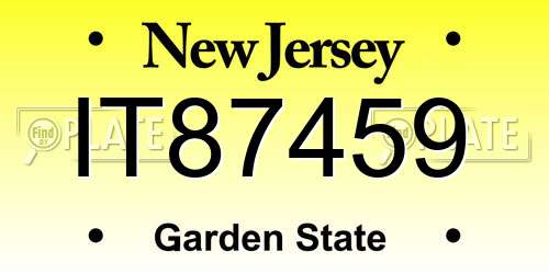 IT87459 New Jersey License Plate