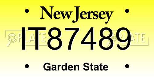 IT87489 New Jersey License Plate
