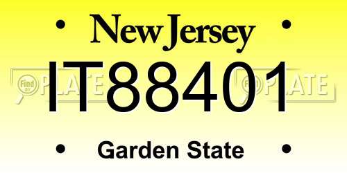 IT88401 New Jersey License Plate