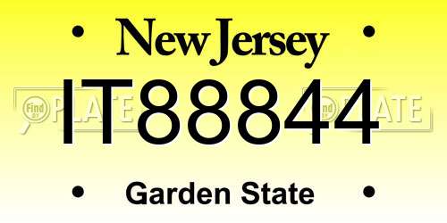 IT88844 New Jersey License Plate