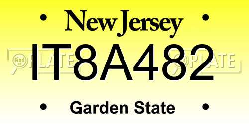 IT8A482 New Jersey License Plate